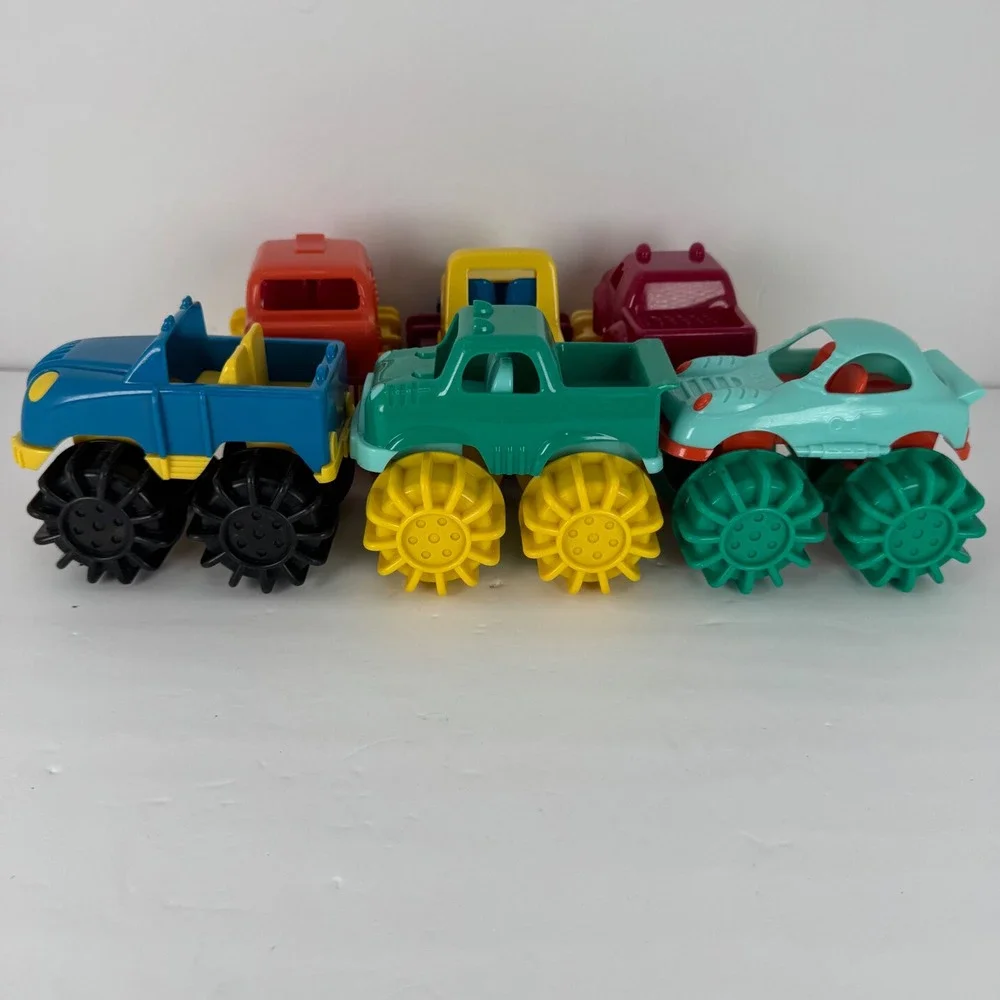 Battat Monster Truck Toy Lot Multicolor Chunky Plastic Vehicles Lot of Six